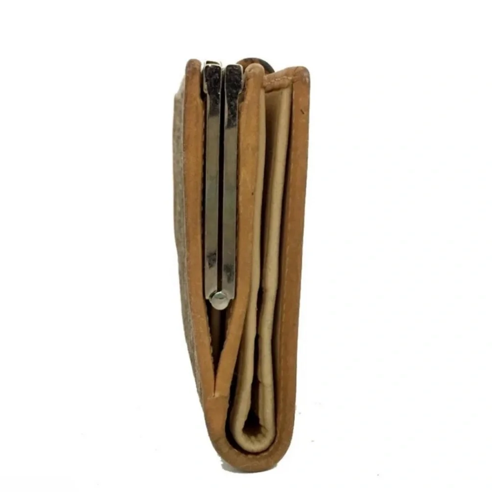 CHRISTIAN DIOR TROTTER CANVAS LEATHER BIFOLD WALLET Neutral Tan Color